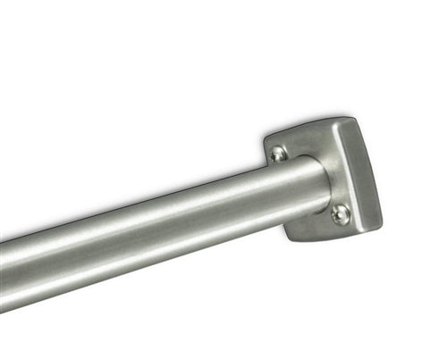 S-4646-SS Square Heavy Duty Shower Rod Flanges - Satin Stainless, Exposed Mount - 1 Inch Bar (PAIR)